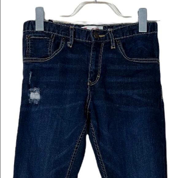 Levi’s Girlfriend Dark Wash Mid Rise Adjustable Distressed Jeans Girls Size 16R - Picture 3 of 6